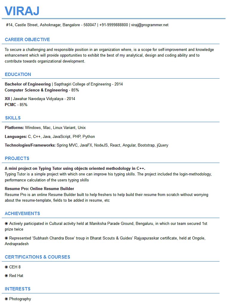 online simple and basic resume templates download